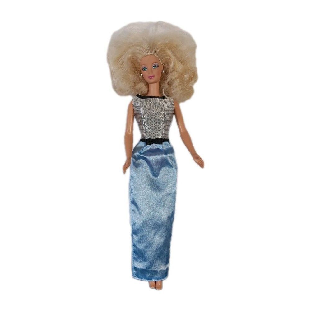 Barbie Twist and Turn Blonde Blue Eyes Earrings Formal Gown Vintage Non Bending
